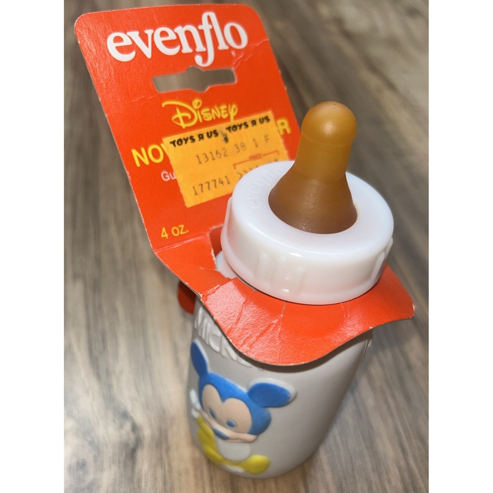 Vintage 1984‎ Evenflo Plastic Baby Bottle Walt Disney Mickey Mouse, 4oz